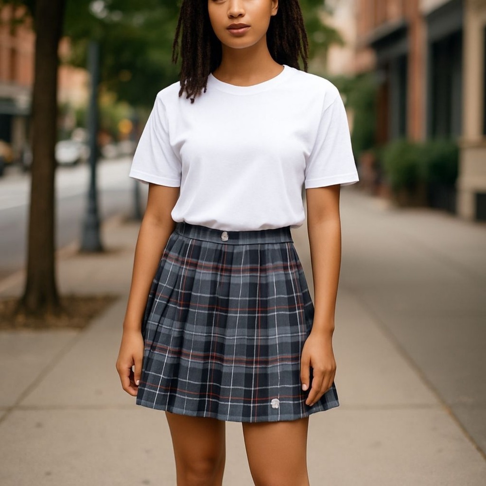 New‎ Inspired by Astrid Plaid Skirt – Gray Red Black Tartan – Size M